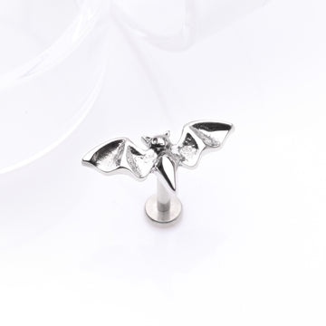 Detail View 1 of Flying Night Bat Internally Threaded Steel Flat Back Stud Labret